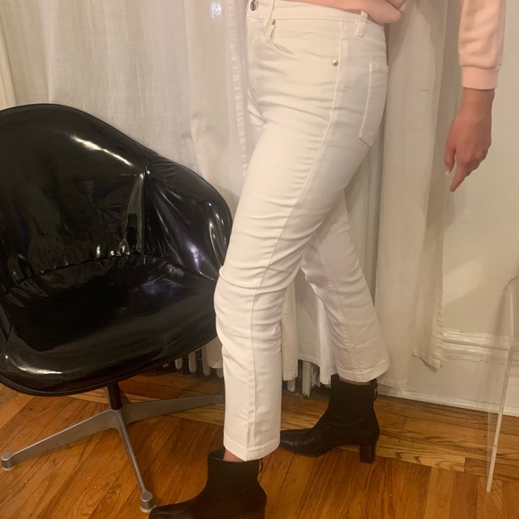 J. Crew White Billie Demi Boot Crop Jeans Kick-flare Denim Pants Size 27 EUC - Picture 8 of 16